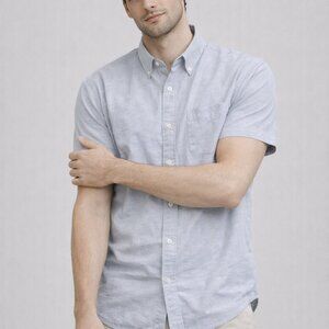 Lee Regular Fit Marled Light Blue Button Up Short Sleeve